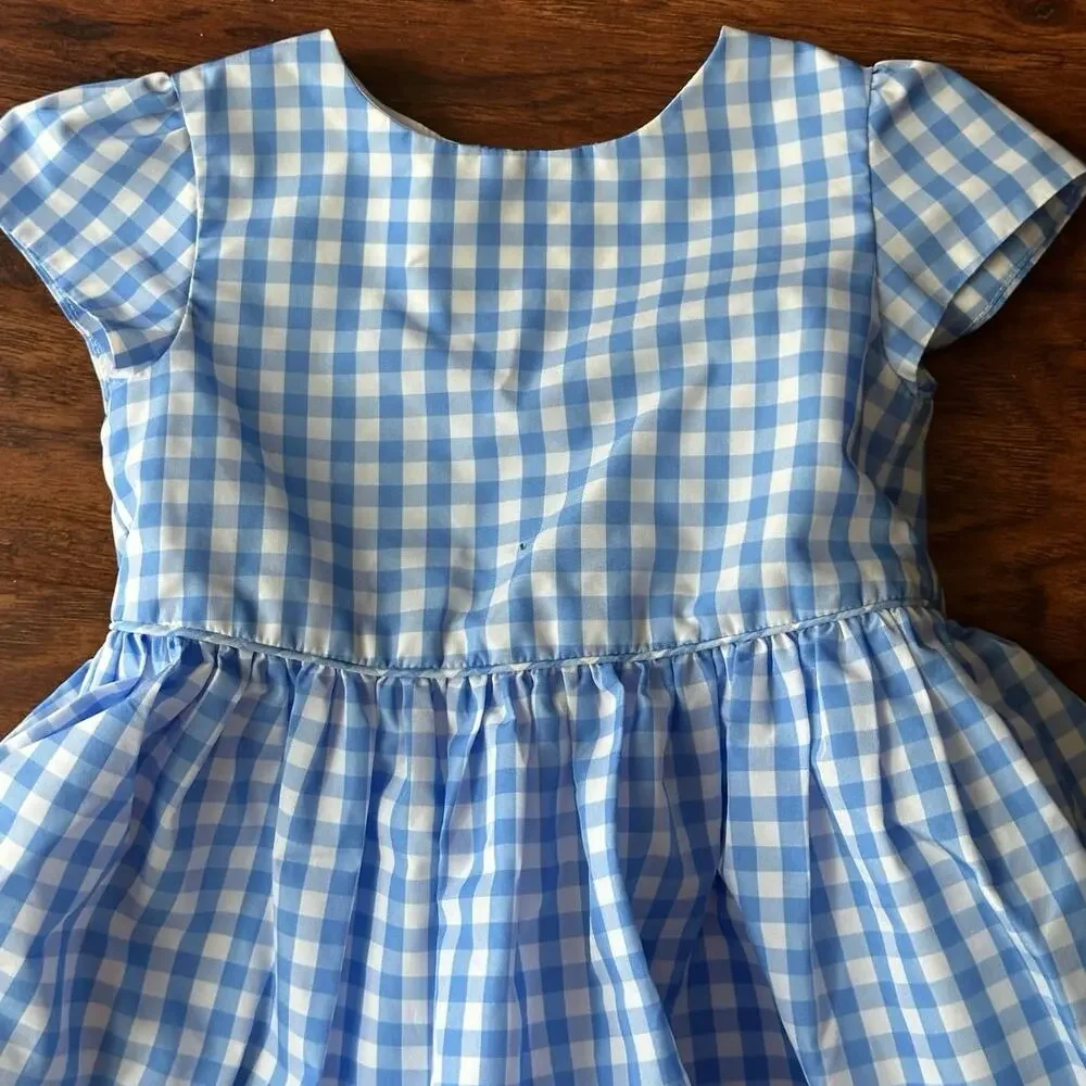 Ralph Lauren EUC Blue Plaid Check Gingham Baby Girls Dress 9M Taffeta Dorothy